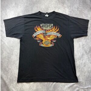 Harley Davidson 105th Anniversary T Shirt Mens 2XL Black 1903-2008 Santa Maria